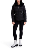 Black $|& Kenneth Cole Short Hooded Packable Puffer with Cozy Lining - VOF Detail