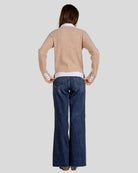 Tan White $|& Elan Classic Two-Fer Sweater Knit Top - Hanger Side