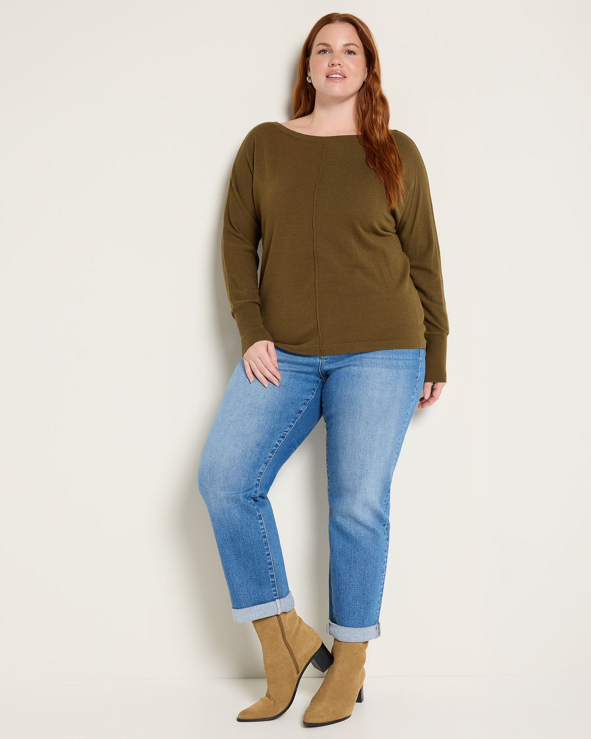 Olive $|& Bobeau Ribbed Boatneck Pullover Sweater - UGC On Fig