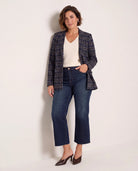 Navy/Tan Plaid $|& Liverpool Boyfriend Blazer - UGC On Fig