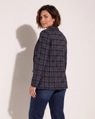 Navy/Tan Plaid $|& Liverpool Boyfriend Blazer - SOF Back