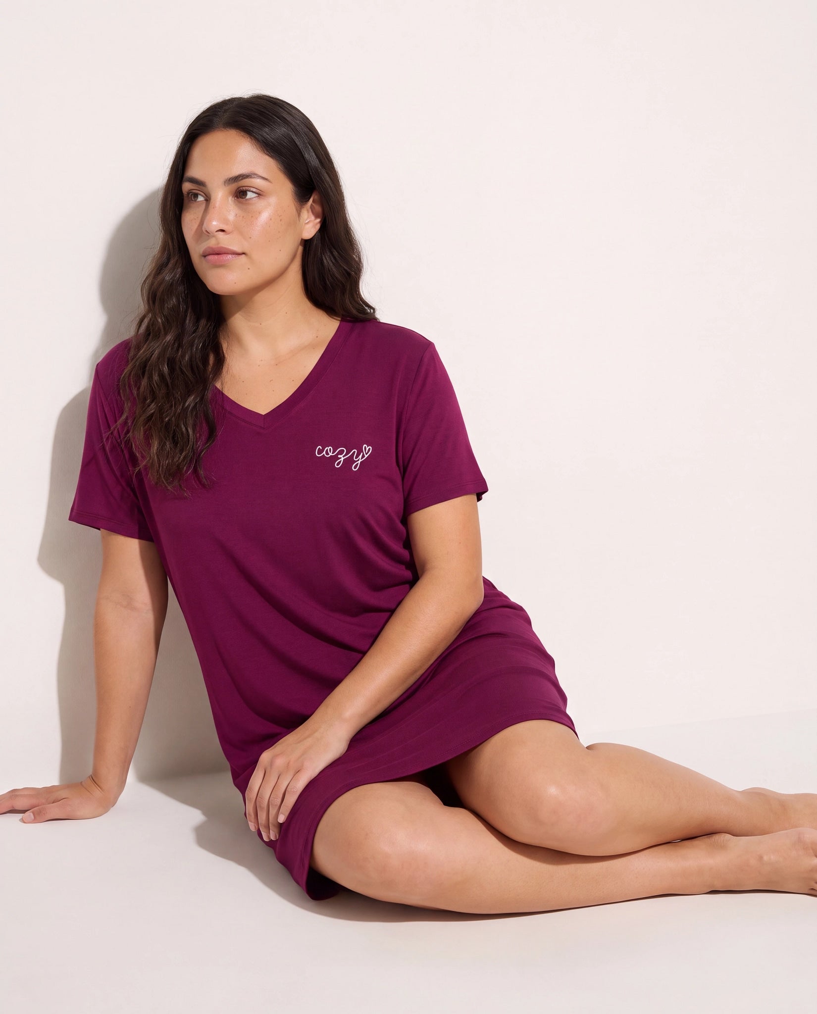 Plum $|& SEAS Cozy Graphic Night Shirt - VOF Front