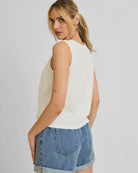Ivory $|& Gilli Sleeveless Front Tie Tank - Hanger Side