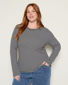 Black Cream Stripe $|& Thread & Supply Jess Top - SOF Front