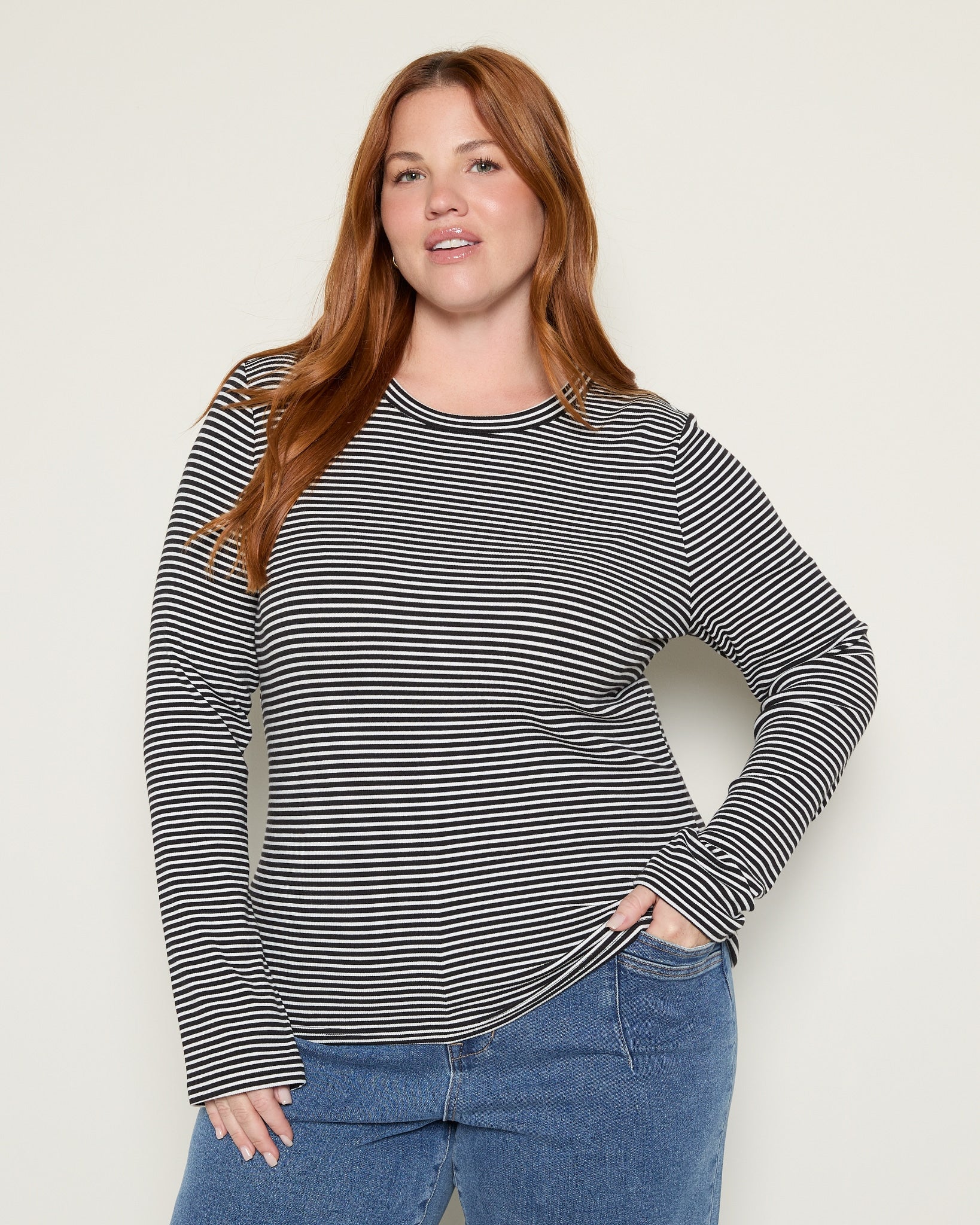 Black Cream Stripe $|& Thread & Supply Jess Top - SOF Front