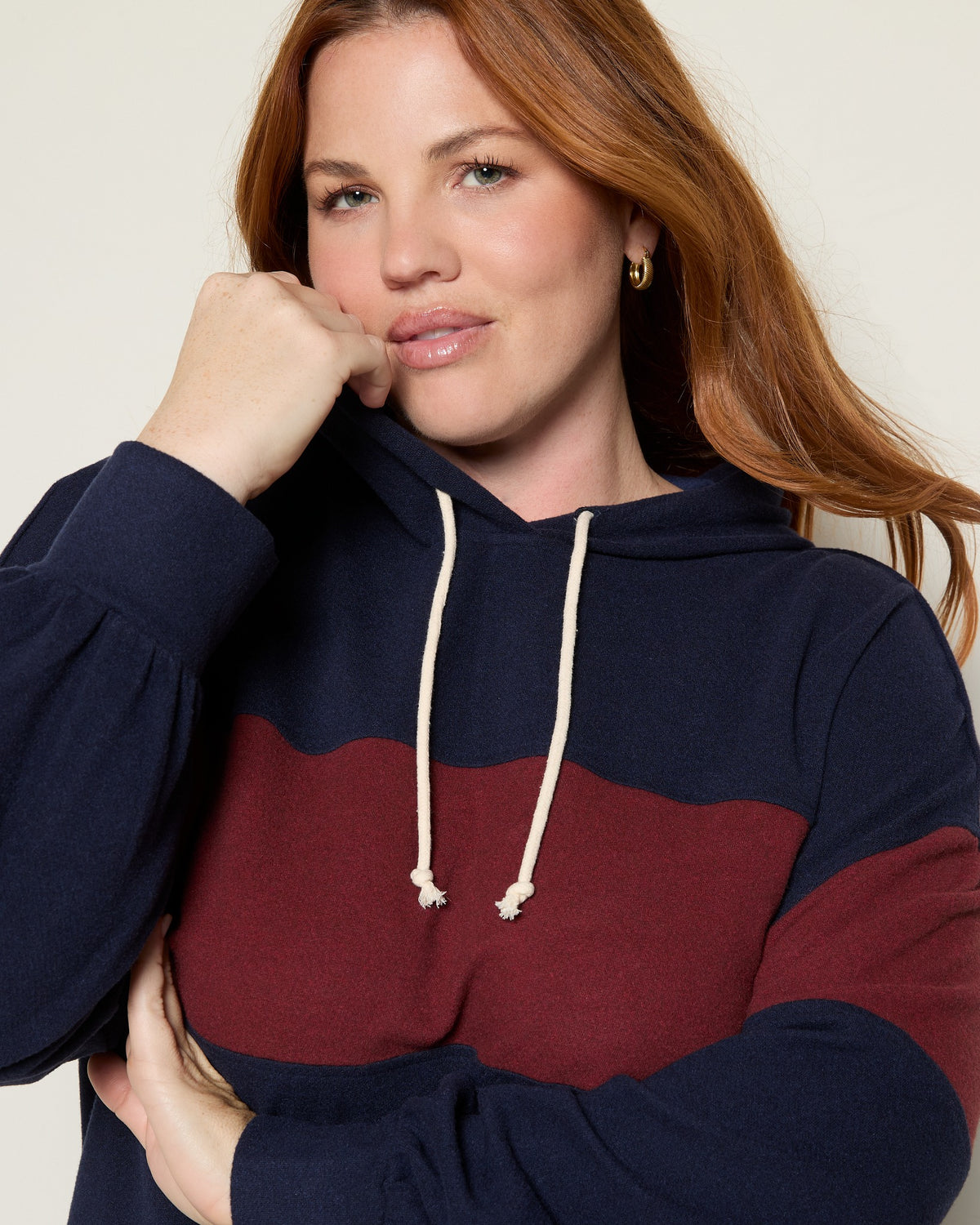 Navy Burgundy $|& Thread & Supply Mercer Hoodie - SOF Full Front