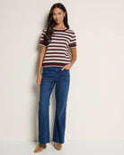 Cream Maroon Stripe $|& Thread & Supply Welles Sweater Knit Top - UGC On Fig