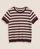 Cream Maroon Stripe $|& Thread & Supply Welles Sweater Knit Top - Hanger Detail