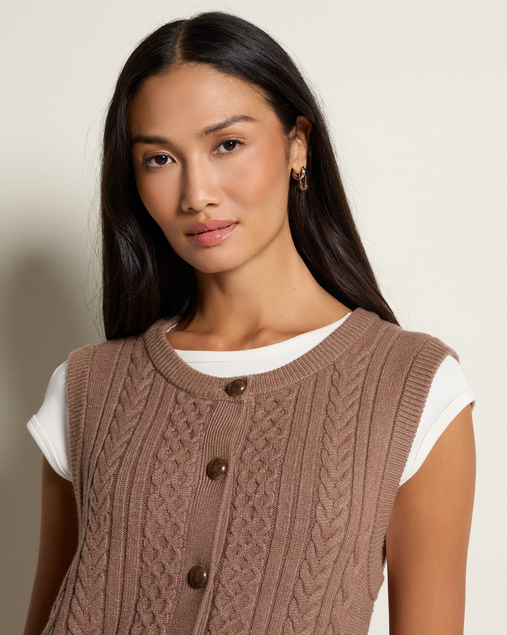 Hazelnut $|& Thread & Supply Pax Sweater Vest - SOF Full Front
