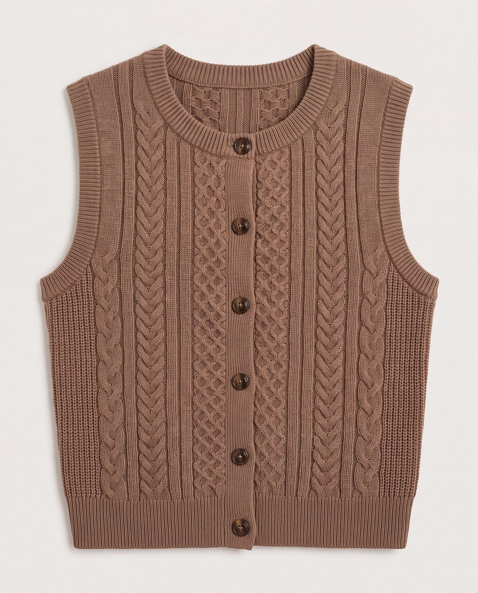 Hazelnut $|& Thread & Supply Pax Sweater Vest - Hanger Detail