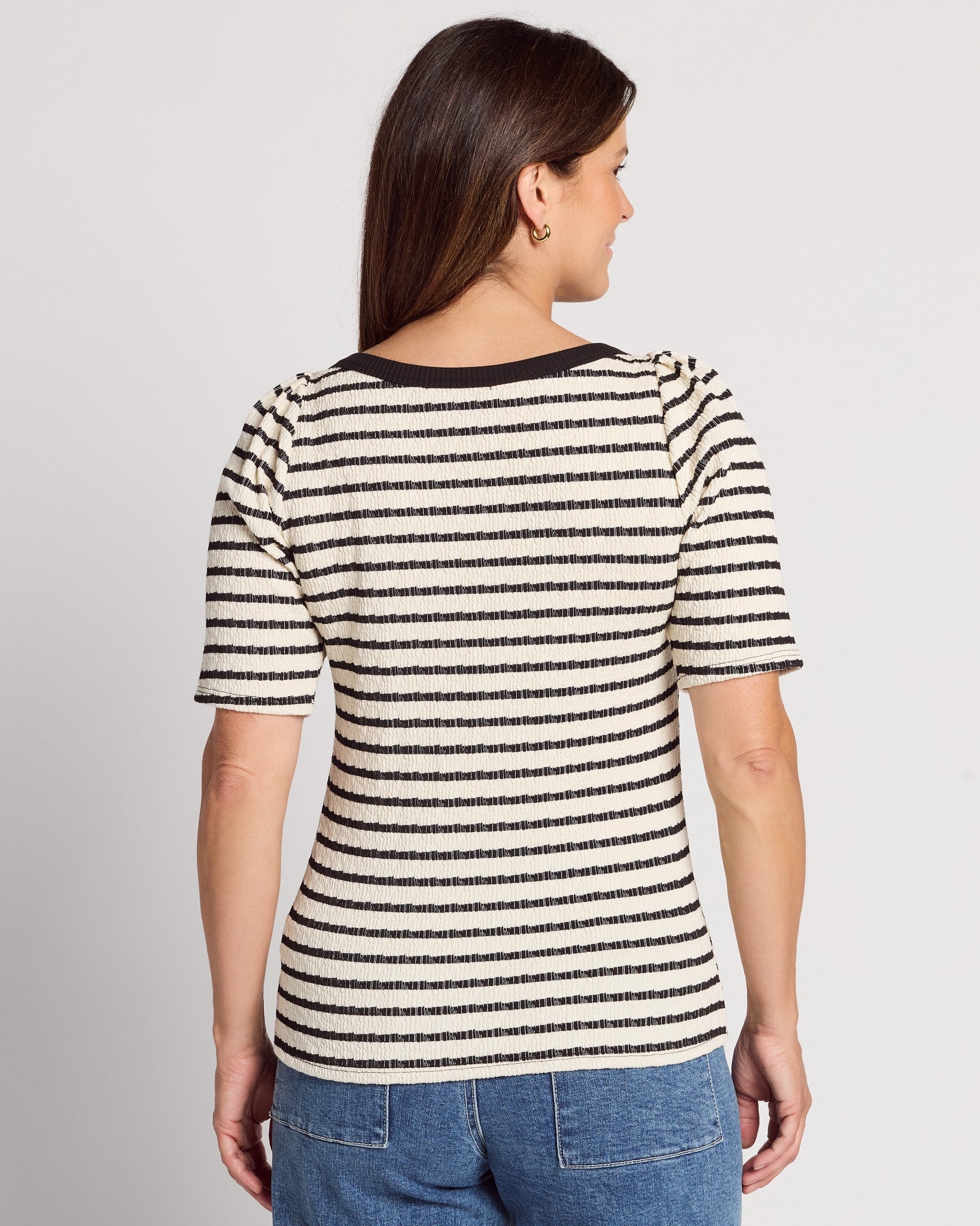 Cream/Black $|& West Kei Stripe Knit Top - SOF Back