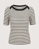 Cream/Black $|& West Kei Stripe Knit Top - Hanger Detail