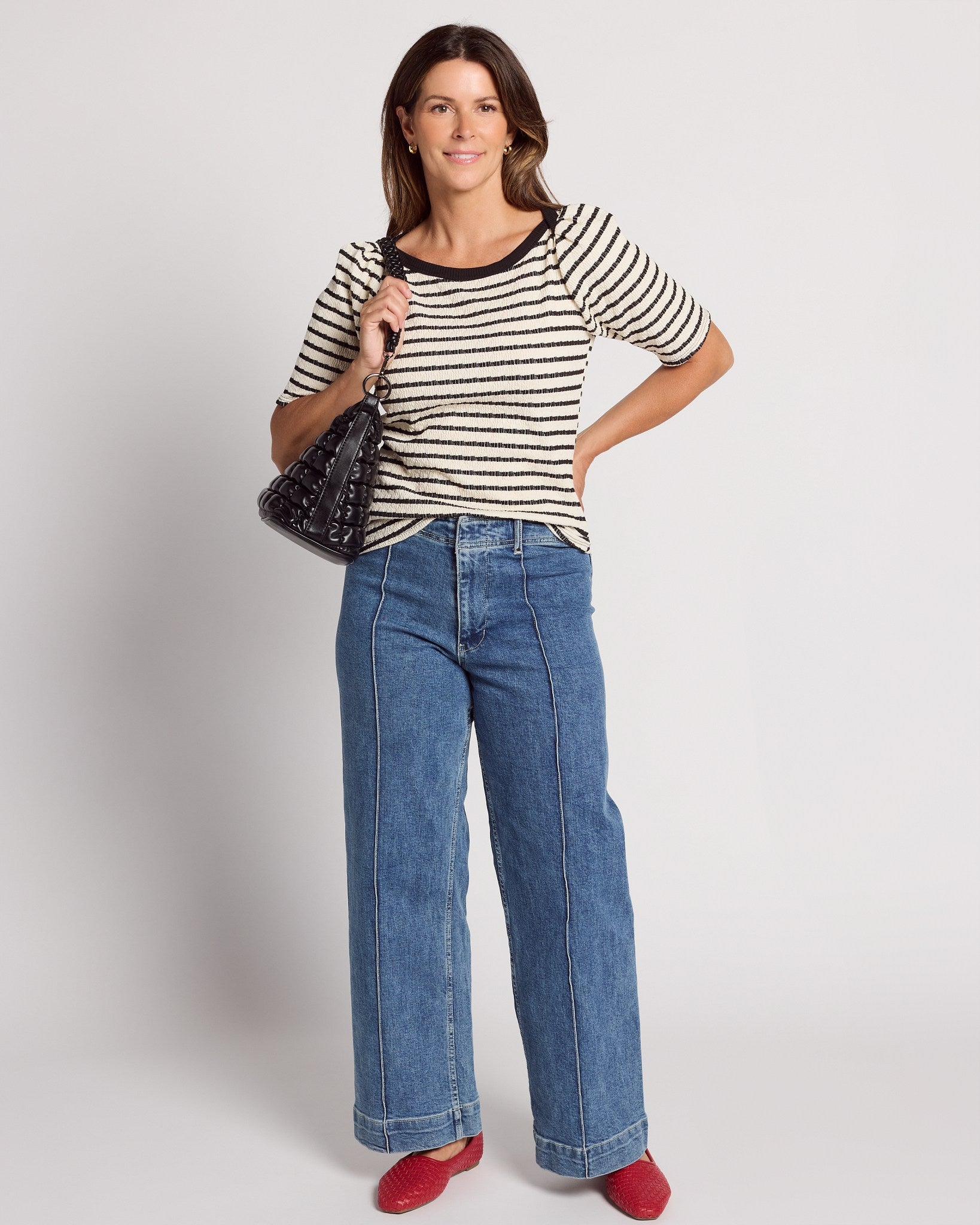 Cream/Black $|& West Kei Stripe Knit Top - UGC On Fig