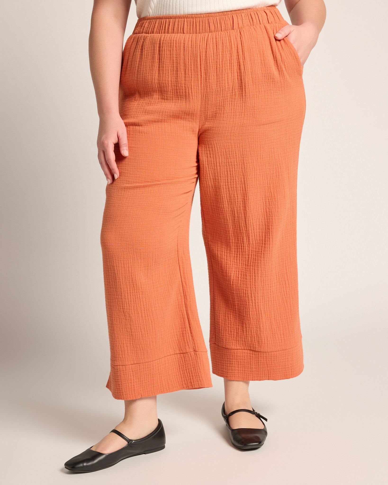 Mandarin $|& W. by Wantable Gauze Wide Leg Pant - SOF Front
