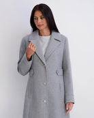Light Grey Heather $|& Kensie Overcoat with Side Belt Detail - Hanger Back