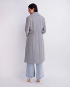 Light Grey Heather $|& Kensie Overcoat with Side Belt Detail - Hanger Side