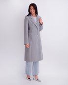 Light Grey Heather $|& Kensie Overcoat with Side Belt Detail - Hanger Front