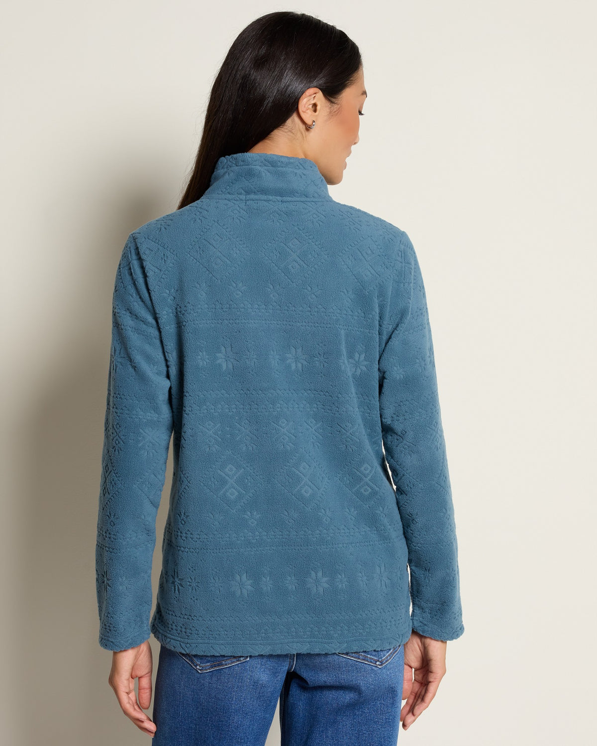 Blue $|& N2C Not Too Casual Fireside Textured Fleece Pullover - SOF Back