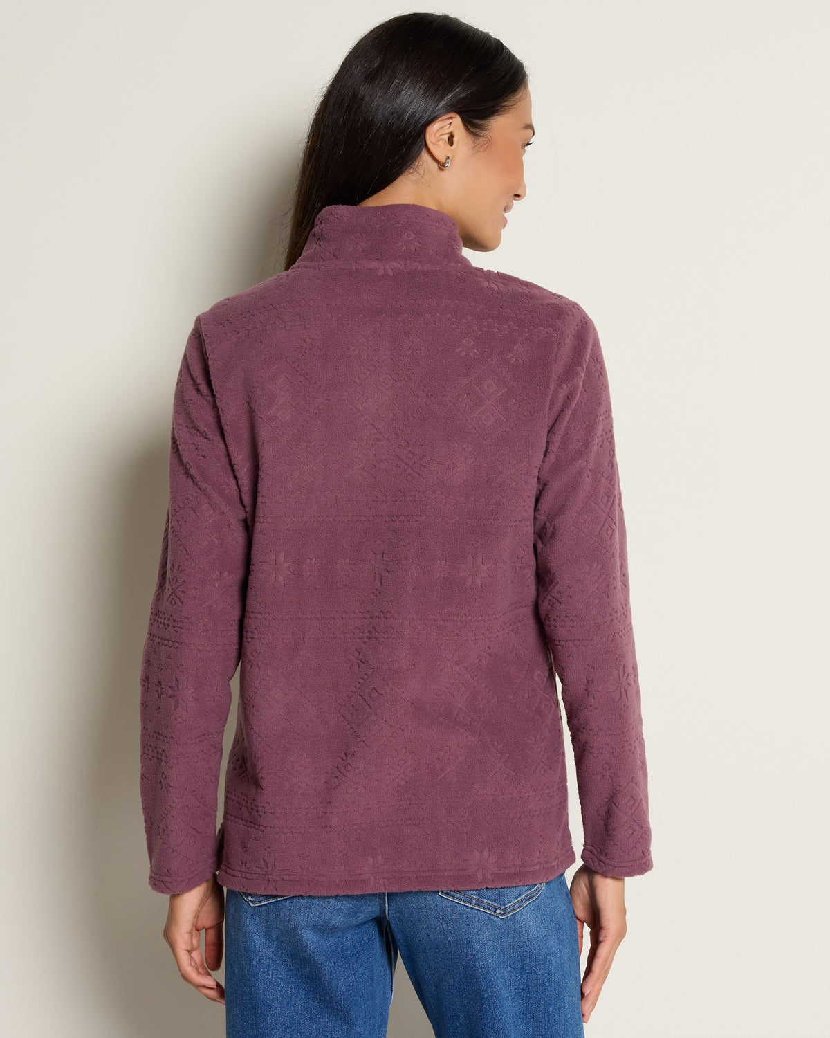 Rose Taupe $|& N2C Not Too Casual Fireside Textured Fleece Pullover - SOF Back