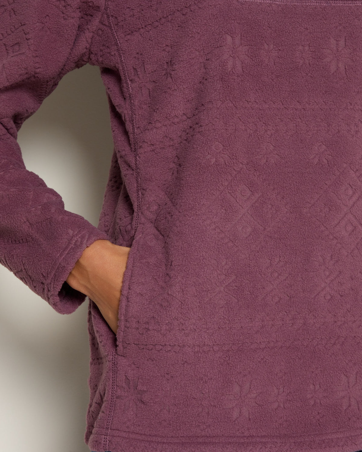 Rose Taupe $|& N2C Not Too Casual Fireside Textured Fleece Pullover - SOF Full Front