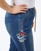 Medium Wash $|& N2C Not Too Casual Embroidered Soft Denim - Hanger Front