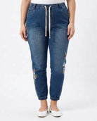 Medium Wash $|& N2C Not Too Casual Embroidered Soft Denim - VOF Detail