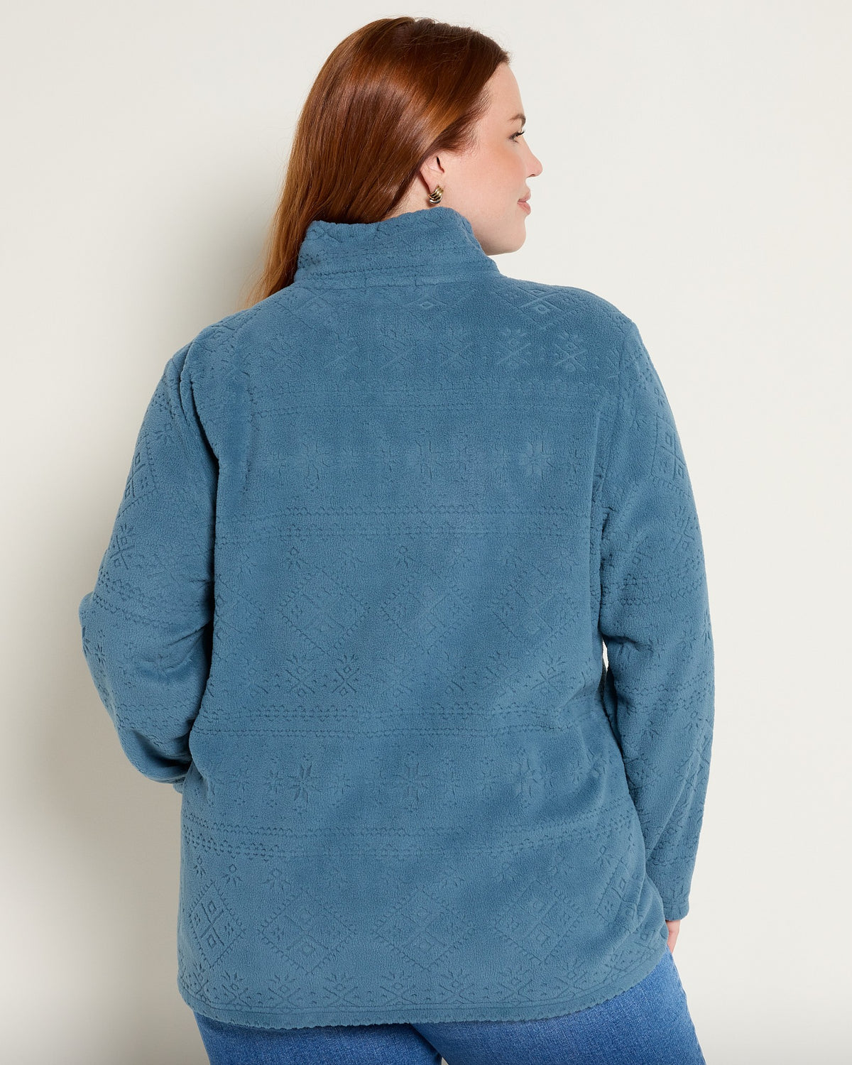 Blue $|& N2C Not Too Casual Fireside Textured Fleece Pullover - SOF Back