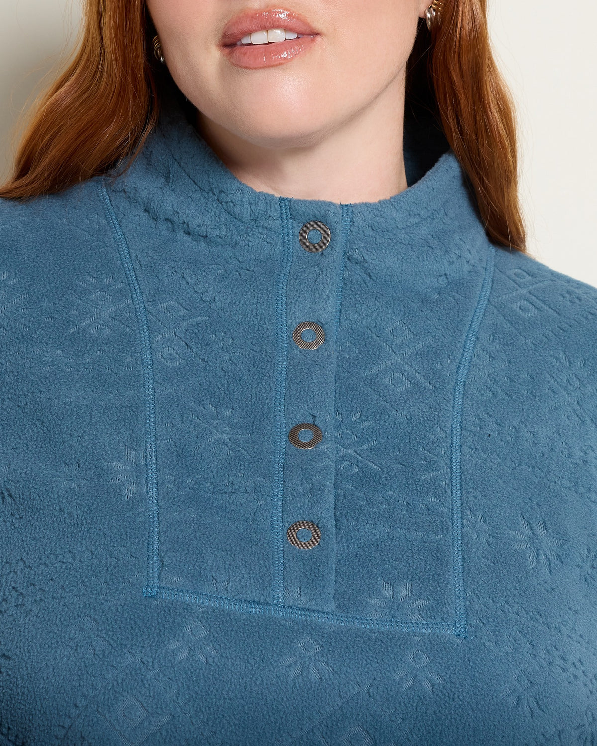 Blue $|& N2C Not Too Casual Fireside Textured Fleece Pullover - SOF Full Front