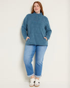 Blue $|& N2C Not Too Casual Fireside Textured Fleece Pullover - UGC On Fig