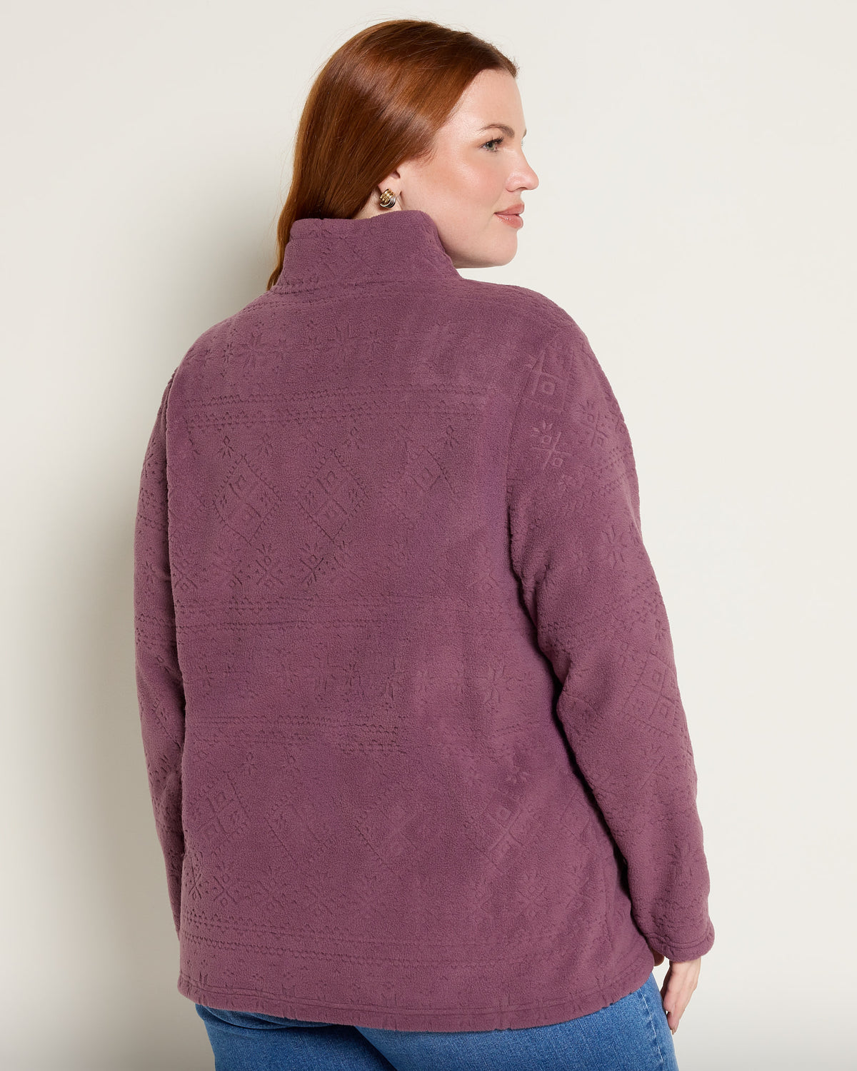Rose Taupe $|& N2C Not Too Casual Fireside Textured Fleece Pullover - SOF Back