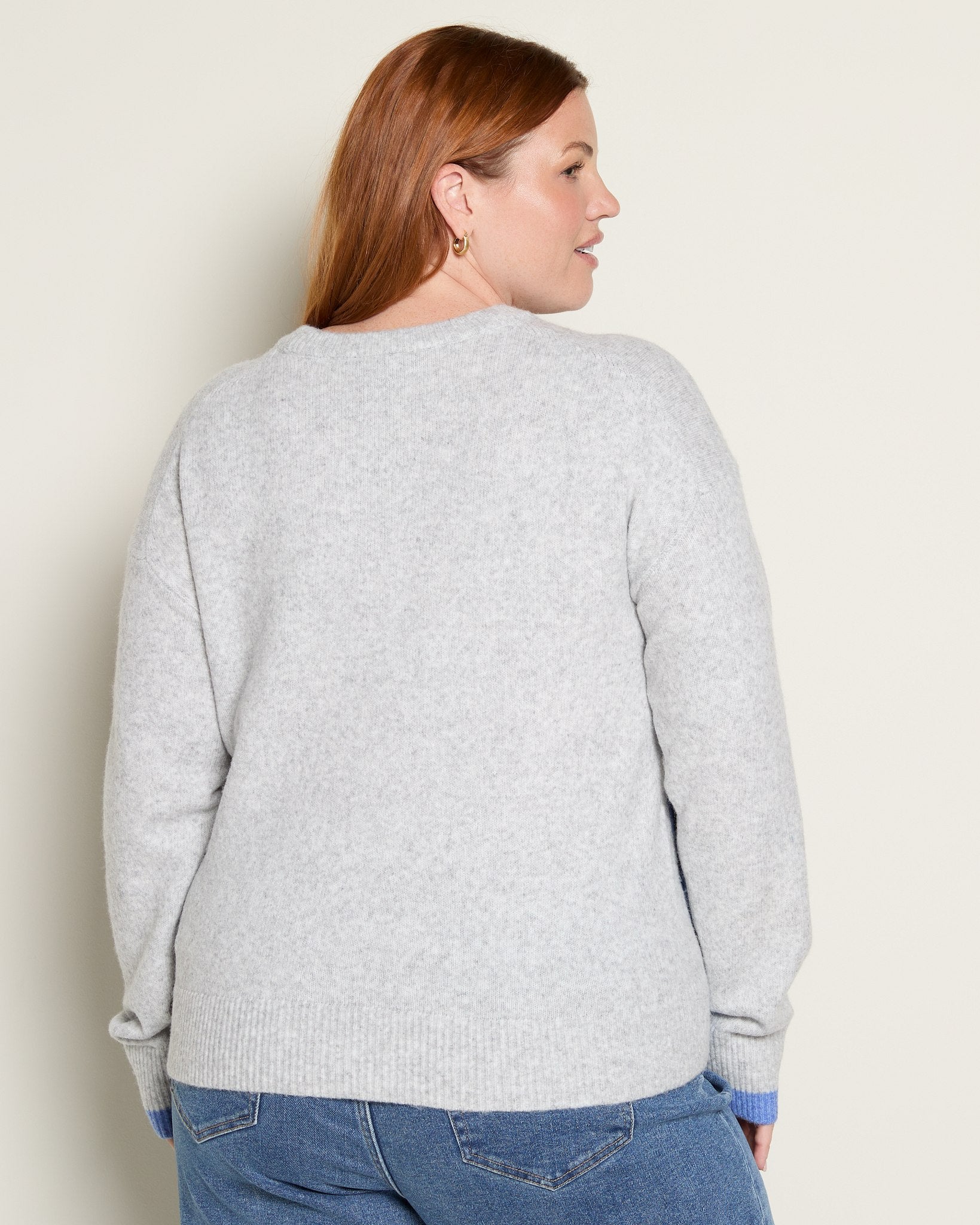 Heather Grey $|& N2C Not Too Casual Ladies Crew Neck Sweater - SOF Back