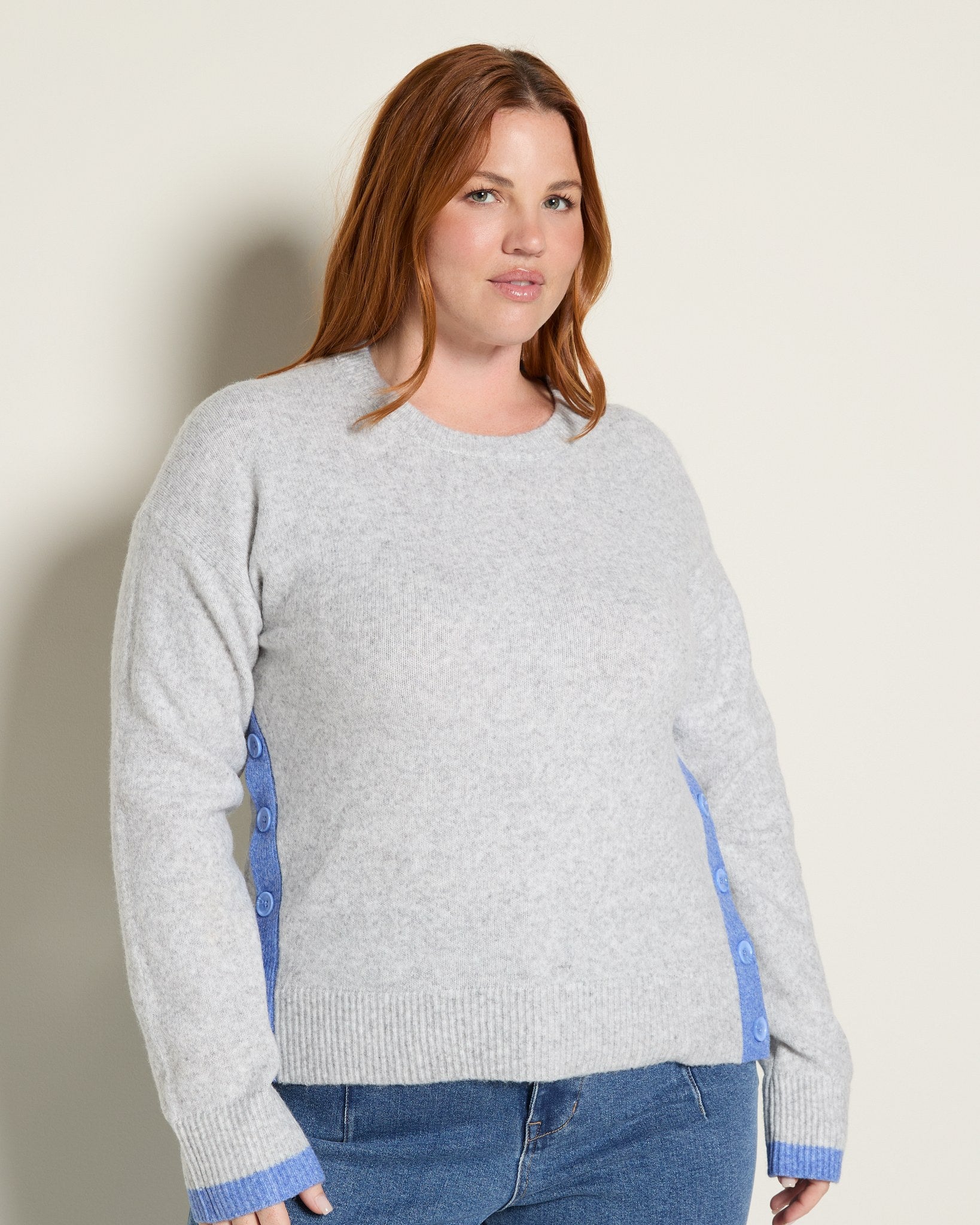 Heather Grey $|& N2C Not Too Casual Ladies Crew Neck Sweater - SOF Front