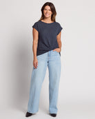 Navy $|& W. by Wantable Textured Knit Twist Front Top - UGC On Fig