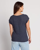 Navy $|& W. by Wantable Textured Knit Twist Front Top - SOF Back