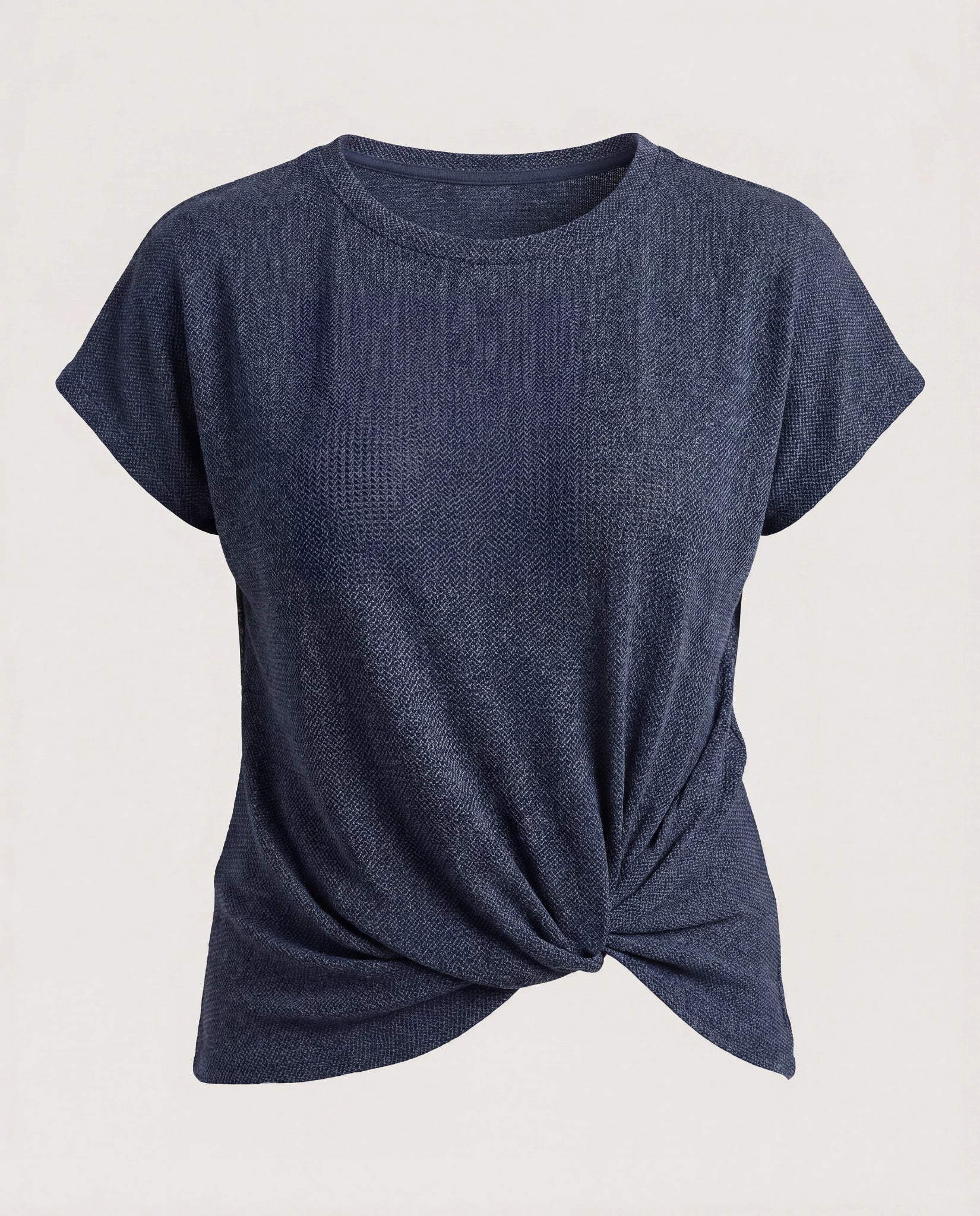 Navy $|& W. by Wantable Textured Knit Twist Front Top - Hanger Detail