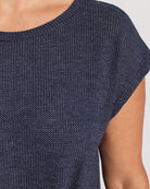 Navy $|& W. by Wantable Textured Knit Twist Front Top - SOF Full Front