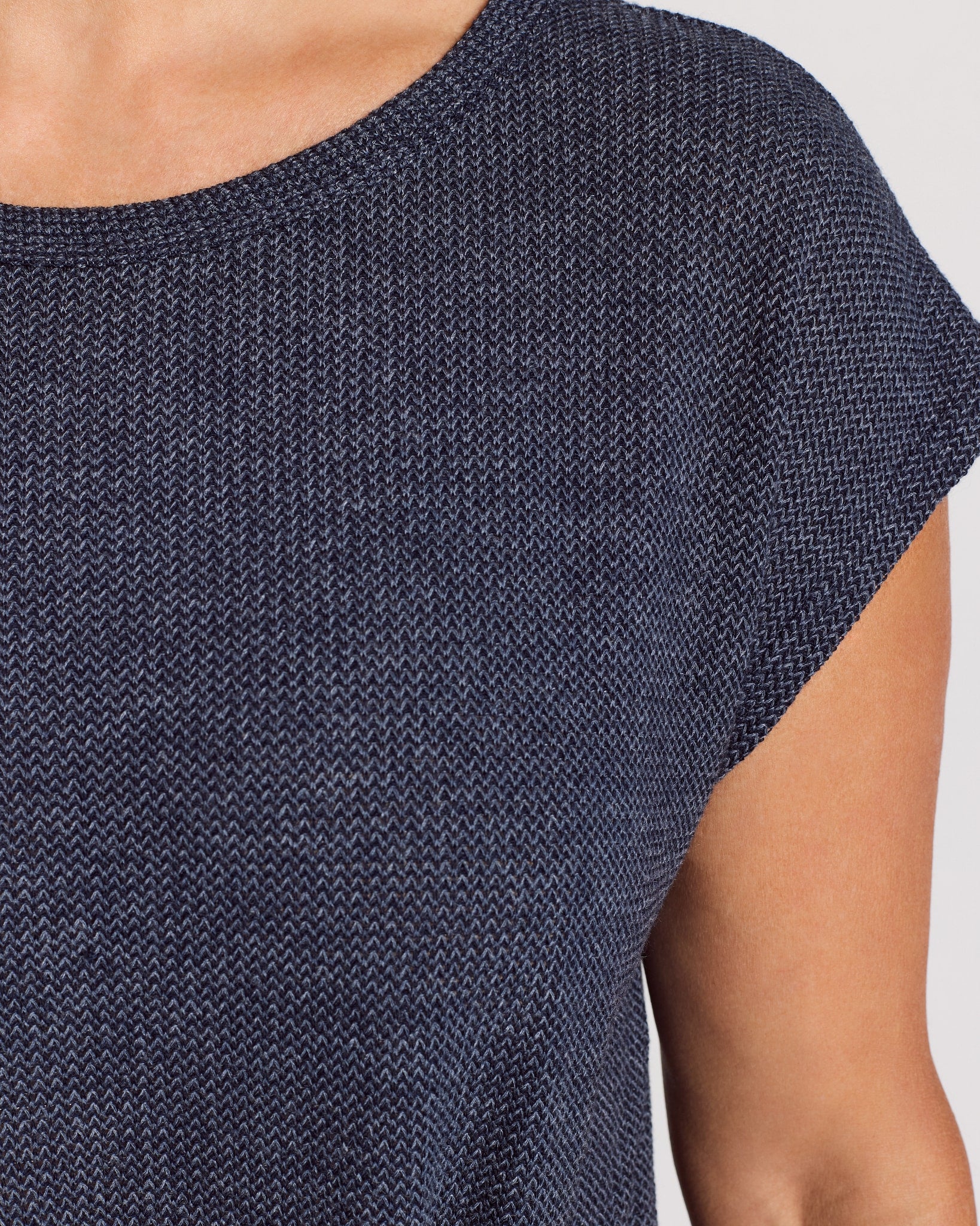Navy $|& W. by Wantable Textured Knit Twist Front Top - SOF Full Front