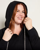 Black $|& Skies Are Blue Trim Detail Brushed Modal Hoodie - SOF Full Front
