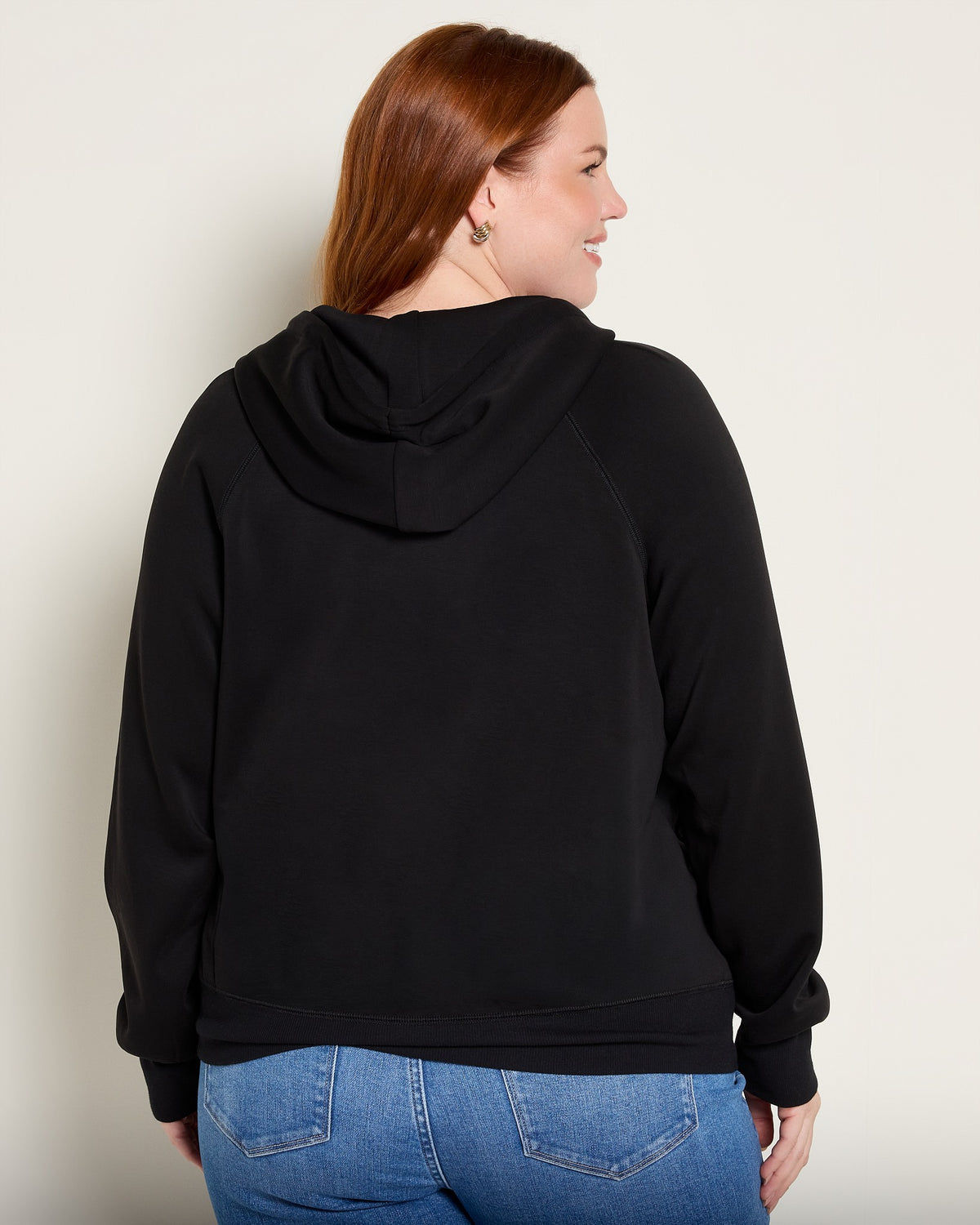 Black $|& Skies Are Blue Trim Detail Brushed Modal Hoodie - SOF Back