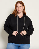Black $|& Skies Are Blue Trim Detail Brushed Modal Hoodie - SOF Front