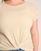 Oatmeal $|& W. by Wantable Textured Knit Twist Front Top - SOF Full Front
