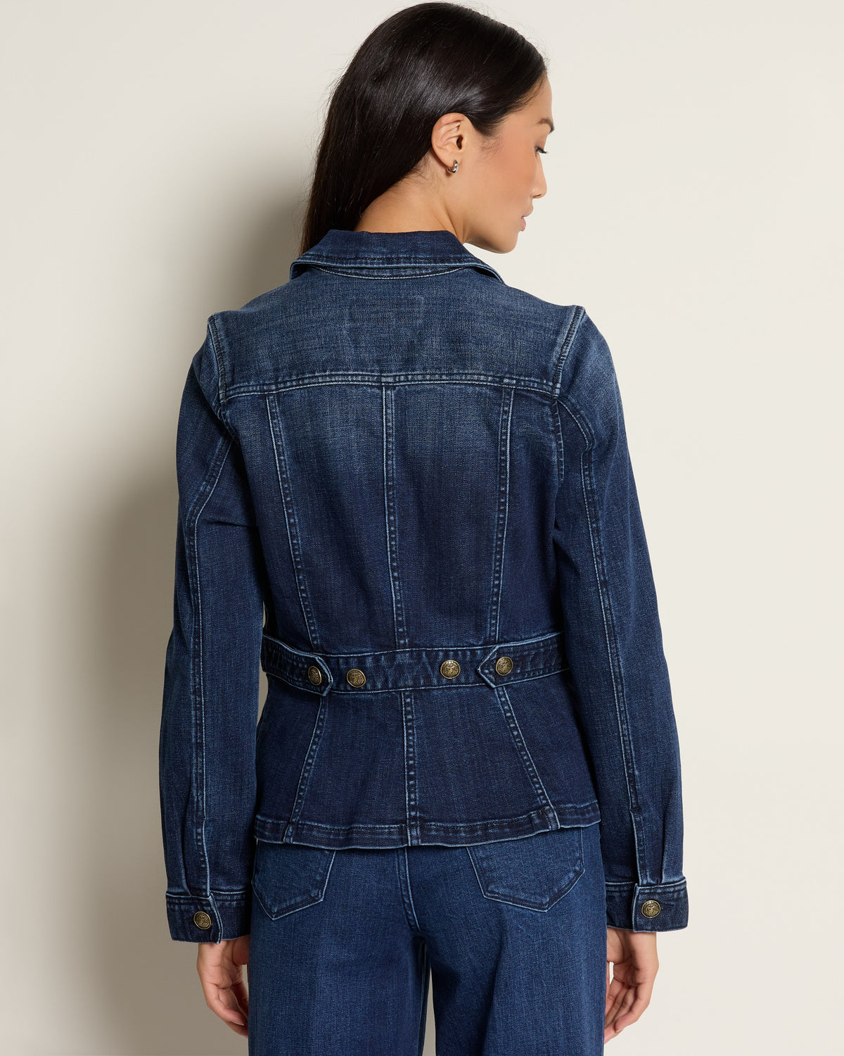 Strasbourg $|& Liverpool Peplum Denim Jacket - SOF Back
