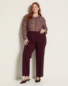 Dark Oxblood $|& Liverpool Kayla Pull-On Wide Leg Trouser - UGC On Fig