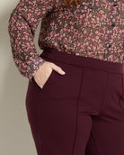Dark Oxblood $|& Liverpool Kayla Pull-On Wide Leg Trouser - SOF Full Front