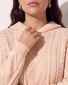 Almond $|& Herizon Traverse Cable Knit Hoodie - SOF Detail