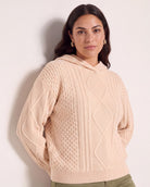 Almond $|& Herizon Traverse Cable Knit Hoodie - SOF Front