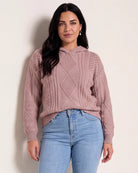 Mink $|& Herizon Traverse Cable Knit Hoodie - SOF Front