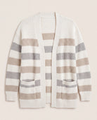 Cream/Ht Grey Stripe $|& SEAS Olivia Cardigan with Pockets - Hanger Detail