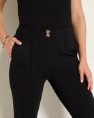 Black $|& SEAS Willis High Rise Seamed Crop with Slits - SOF Full Front