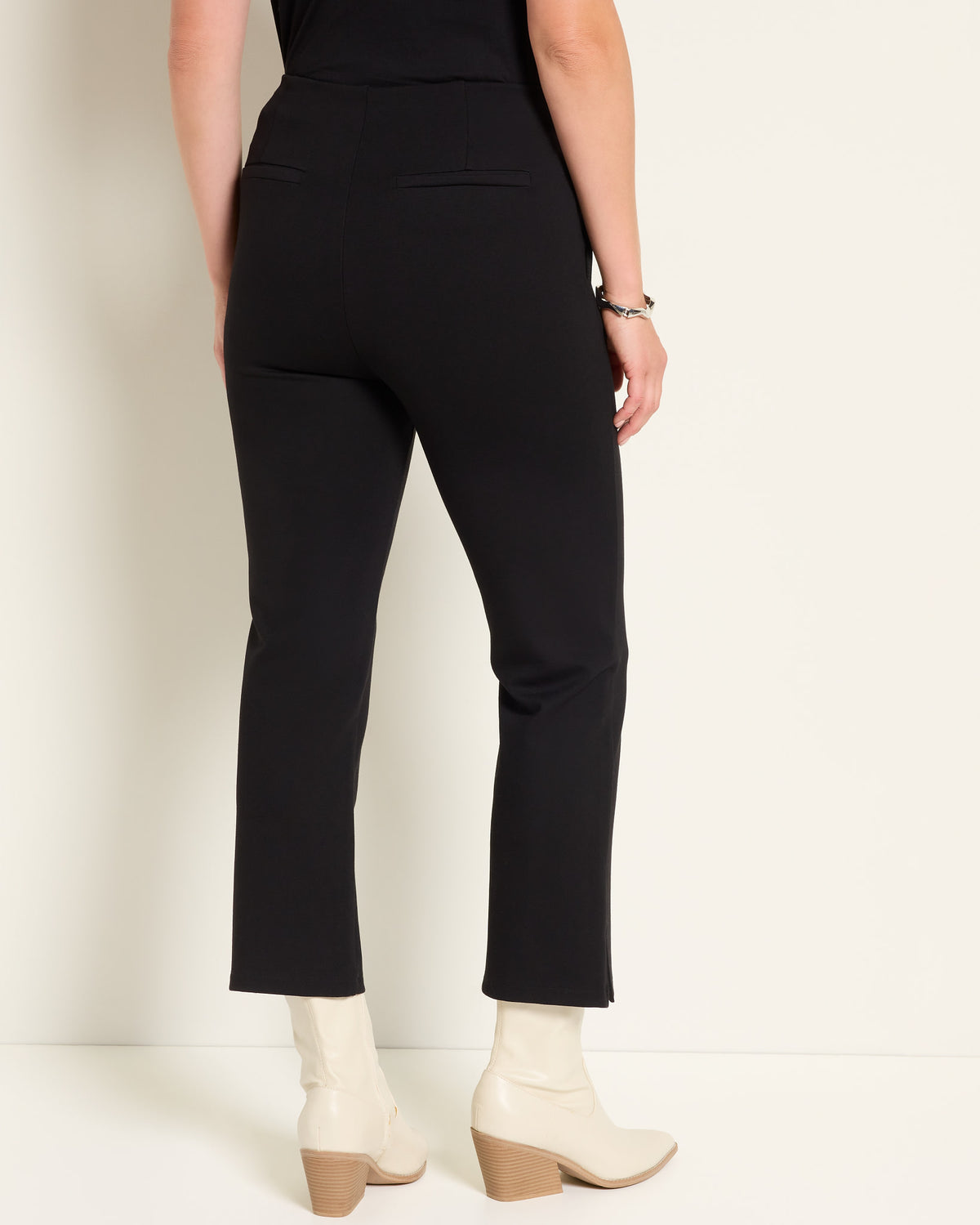 Black $|& SEAS Willis High Rise Seamed Crop with Slits - SOF Back
